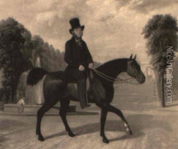 Portrait Equestre Oil Painting - Constant Joseph Brochart