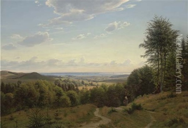 A View From Sandbjerg, Vedbaek Oil Painting - Anton (Claus) Kolle
