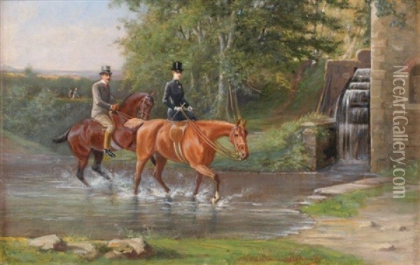 Le Passage Du Gue Oil Painting - Adhemar Louis de (Vicomte) Clermont-Gallerande