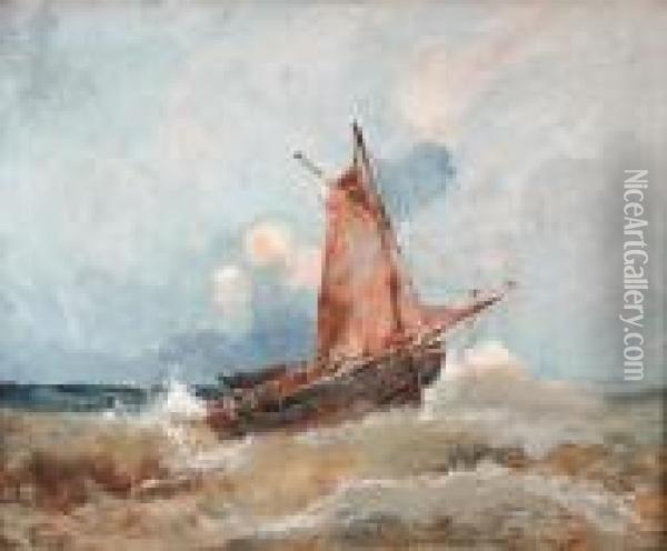 Voilier Sur La Mer Agitee Oil Painting - Emile Godchaux
