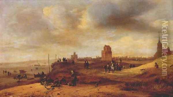 Coast at Scheveningen 1680s Oil Painting - Salomon Rombouts