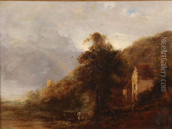 Landscape With Cottage Oil Painting - J.W. Handley