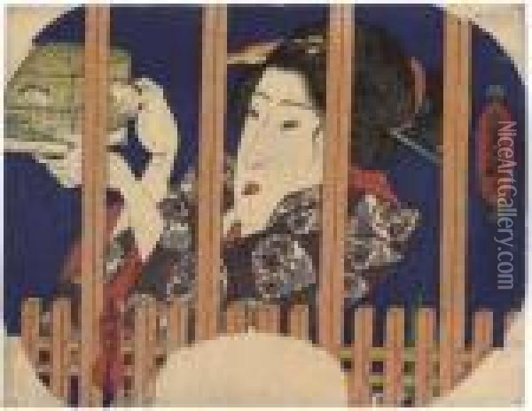 Three Summer Women Oil Painting - Kunisada