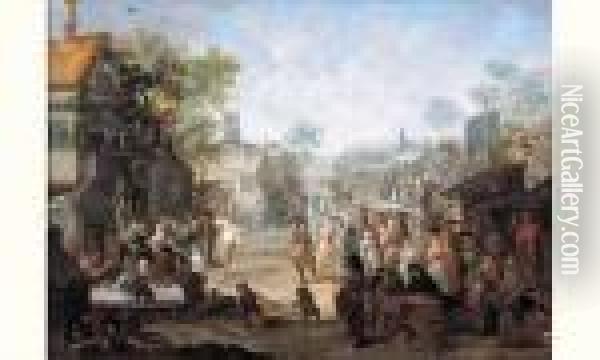 Scene De Foire Dans Une Ville Des Flandres Oil Painting - Pieter Angillis
