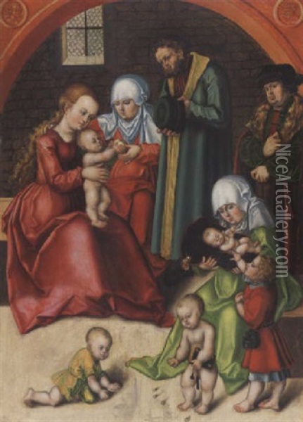 Die Heilige Sippe Oil Painting - Lucas Cranach the Elder