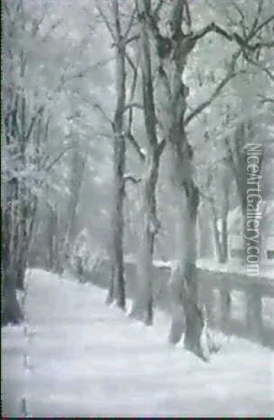 Gartenweg Unter Hohen Baumen Im Winter Oil Painting - Robert Franz Curry