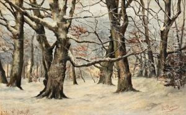 Vinterlandskap Oil Painting - Karl Rosen