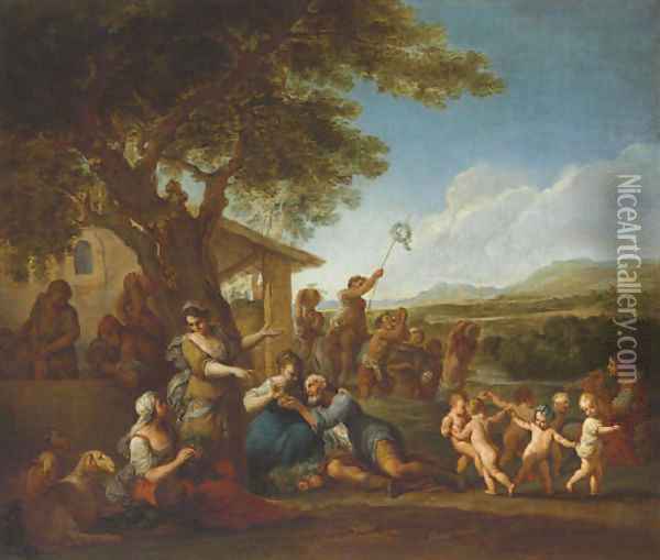 A bacchanal Oil Painting - Italian School