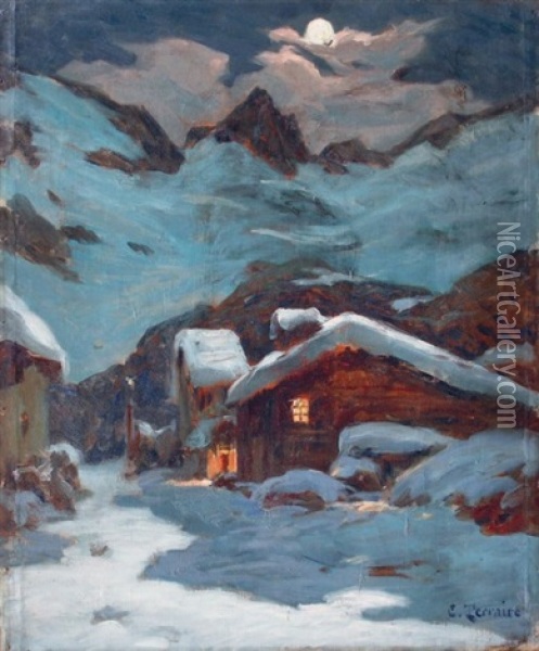 Hameau Dans La Montagne Oil Painting - Clovis Frederic Terraire