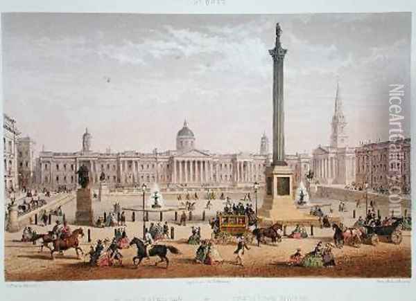 Trafalgar Square 1862 Oil Painting - Achille-Louis Martinet