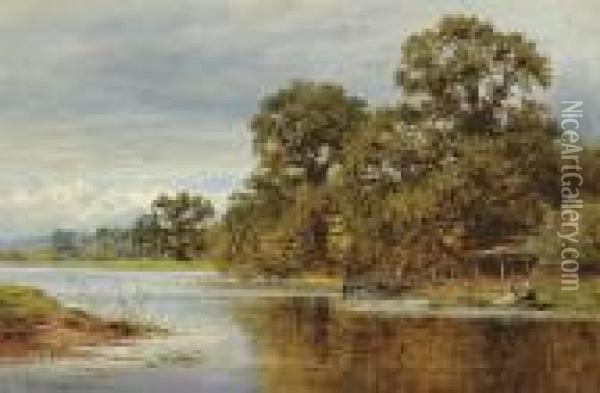 An English River Oil Painting - Benjamin Williams Leader