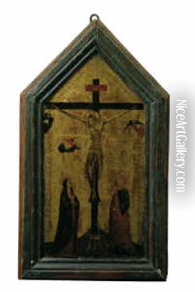 Christus Am Kreuz. Darunter Maria Und Johannes Oil Painting - Jacopo (del Casentino) Landini