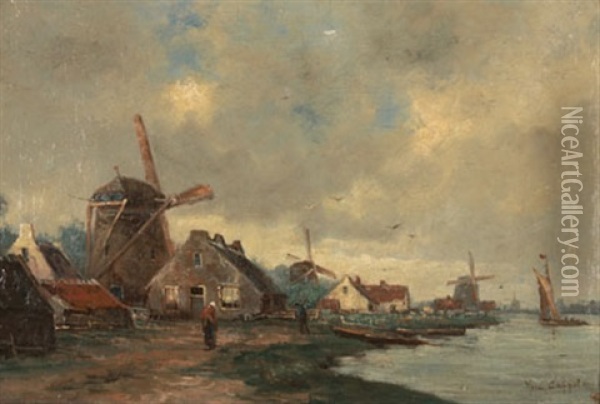 Hollandische Landschaft Oil Painting - Herman August Cappelen