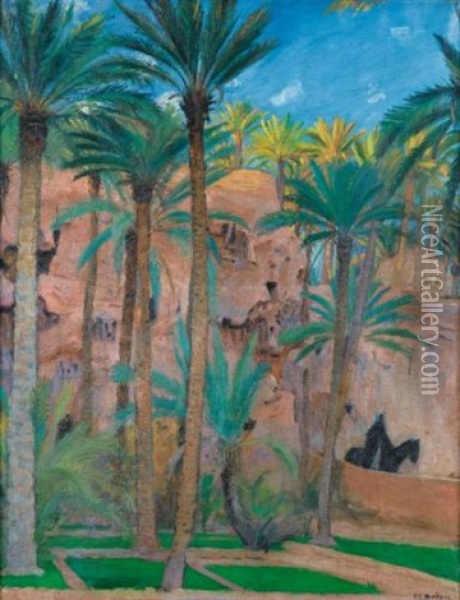 Palmeraie Dans Le Sud Algerien Oil Painting - Paul Emile Dubois