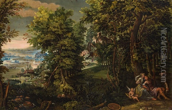 Forest Landscape With Venus And Adonis Oil Painting - Karel van Mander the Elder