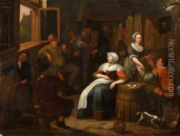 At The Tavern Oil Painting - Jan Miense Molenaer