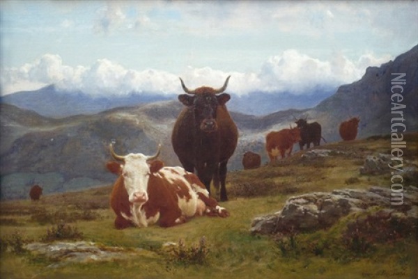 Paturage Dans Les Alpes Savoyardes Oil Painting - Auguste (Francois Auguste) Bonheur