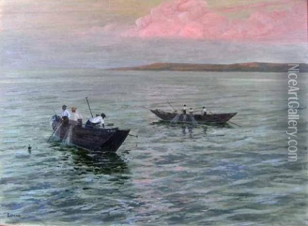 Pecheurs Sur Le Lac De Constance Oil Painting - Carl Lorenz