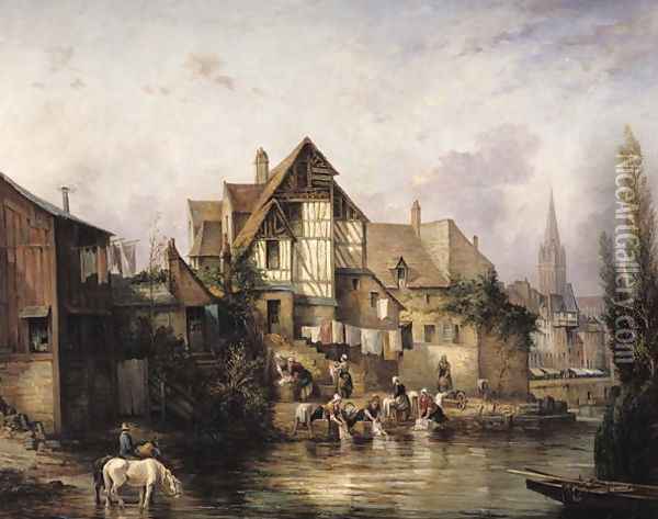 The Petits Murs Wash-House Oil Painting - Victor Theophile Tesniere