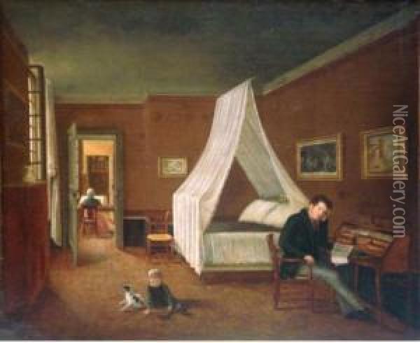 Famille Dans L'interieur. Oil Painting - Martin Drolling Oberbergheim