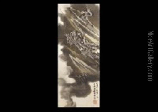 Cloud Dragon Oil Painting - Suzuki Shonen