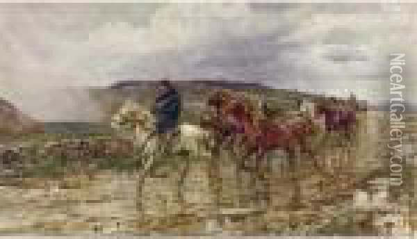 Bringing In The Horses Oil Painting - Enrico Coleman
