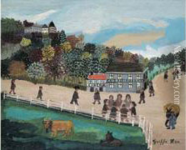 La Place Au Village Oil Painting - Leon Greffe