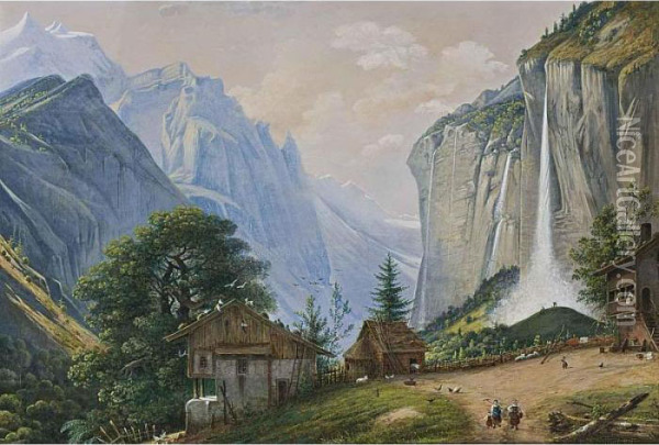 A Mountainous Landscape Oil Painting - Henri Knip