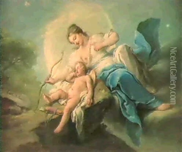Diane Desarmant L'amour; Venus Et L'amour Oil Painting - Carle van Loo