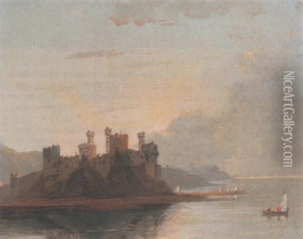 View Of Conwy Castle Oil Painting - William Hodges