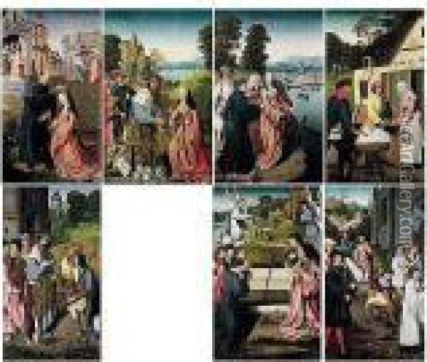 Seven Scenes From The Life And Veneration Of Saint Dymphna:- A) Saint Dymphna Baptised By Gerebernus Oil Painting - Goossen van der Weyden