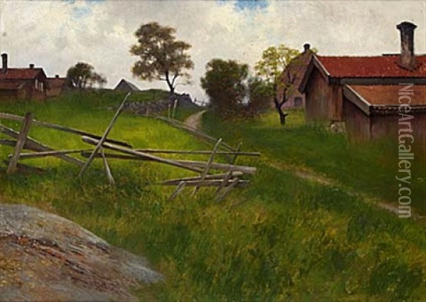 Gardesgard, Dalaro Oil Painting - August Vilhelm Nikolaus Hagborg