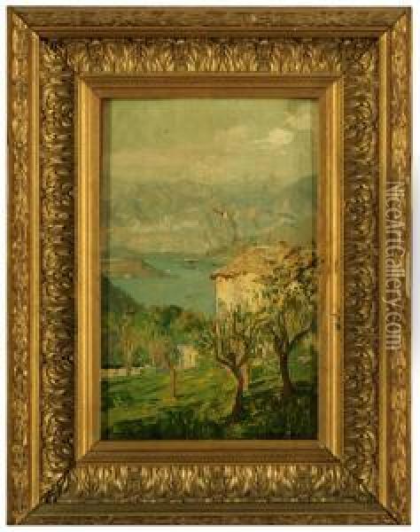 Casolare Con Lago Sullo Sfondo Oil Painting - Giovanni Giani