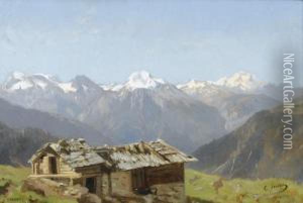 Monte Leone Et Fletschhorn-dome Oil Painting - Eugene Etienne Sordet