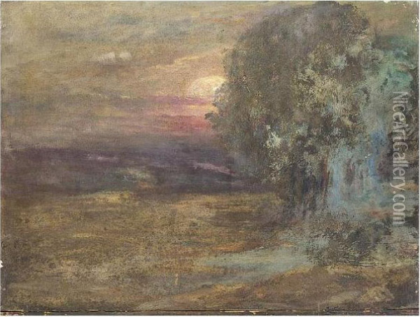 Sunset Landscape Oil Painting - Pierre Amedee Marcel-Beronneau