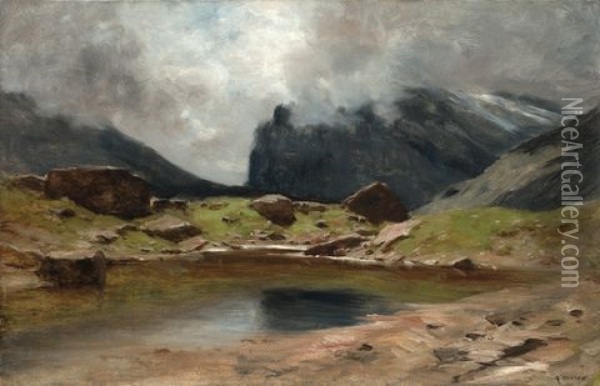 Der Gemmipass Bei Schwarenbach Im Wallis Oil Painting - Gustave Eugene Castan
