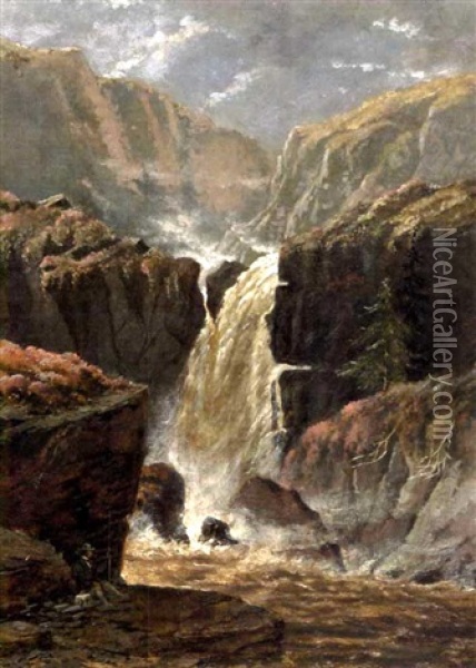 Wilderness Waterfall Oil Painting - William Nichol Cresswell