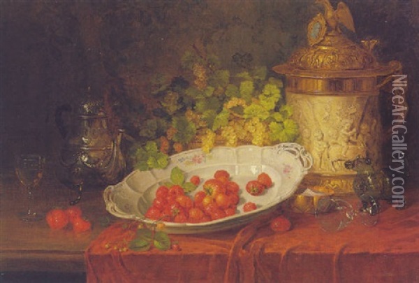 Still Life With Strawberries Oil Painting - Karl Thoma-Hofele