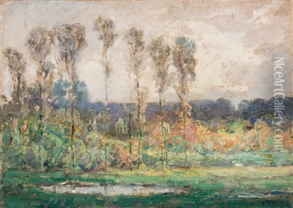 Landscape W/poplars Oil Painting - Wilson Henry Irvine