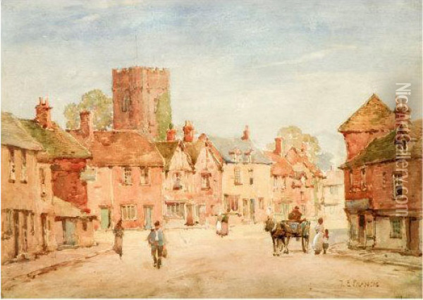 Chalfont St Peters Last Glow Oil Painting - Thomas Edward Francis