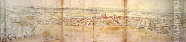Greenwich Palace and London from Greenwich Hill, from 'The Panorama of London', c.1544 Oil Painting - Anthonis van den Wyngaerde
