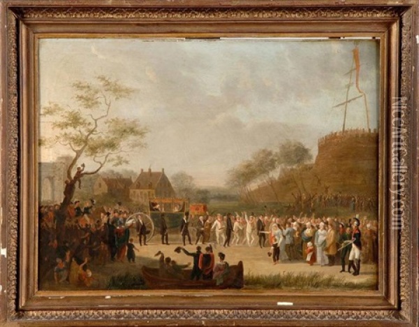 Joyeuse Entree De Willem Ier A Gand En 1829 Oil Painting - Constantinus-Fidelio Coene