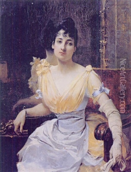 Portrait De Juliette Massenet, Fille De Jules Massenet Oil Painting - Francois Flameng