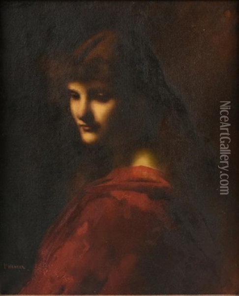 Portrait Of An Auburn Haired Beauty Oil Painting - Jean Jacques Henner
