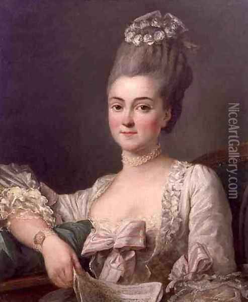 Portrait of a Lady Holding a Sheet of Music, 1766 Oil Painting - Jean Francois Colson