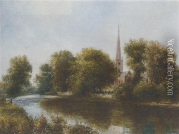 Holy Trinity, Stratford-on-avon Oil Painting - Arthur Gilbert