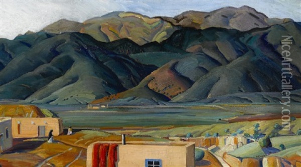 Taos, New Mexico Oil Painting - Richard Manning Crisler