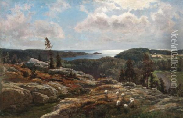 View Over The Coast Oil Painting - Berndt Adolf Lindholm