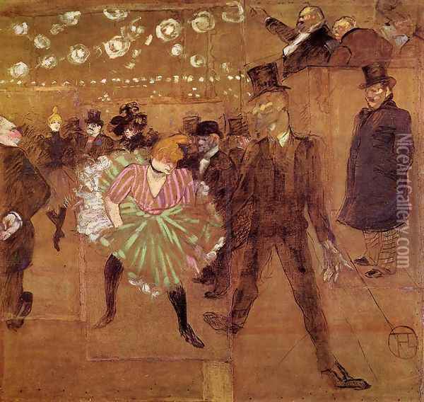 Le Goulue Dancing with Valentin-le-Desosse Oil Painting - Henri De Toulouse-Lautrec