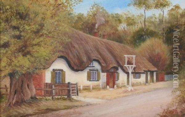 Cat And Fiddle Inn, Hampshire Oil Painting - Henry Harris Lines
